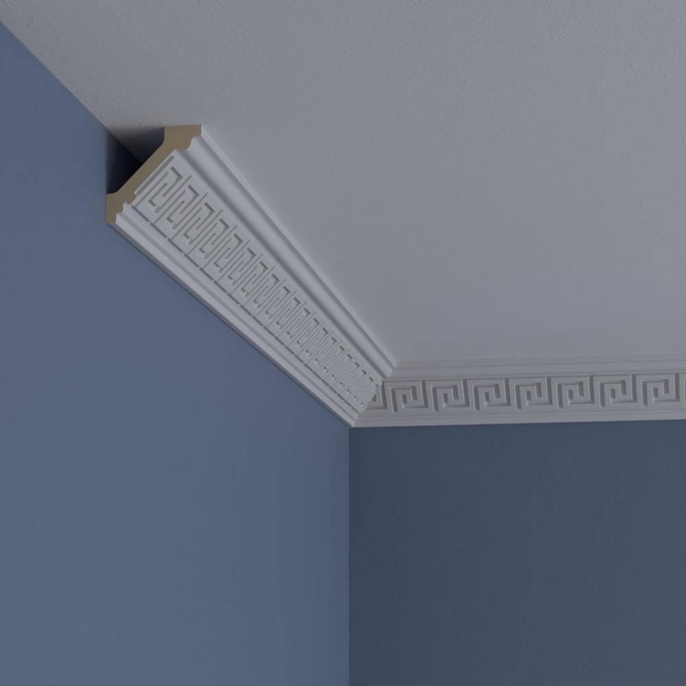 Primed White Geometric Polyurethane Crown Moulding Sample