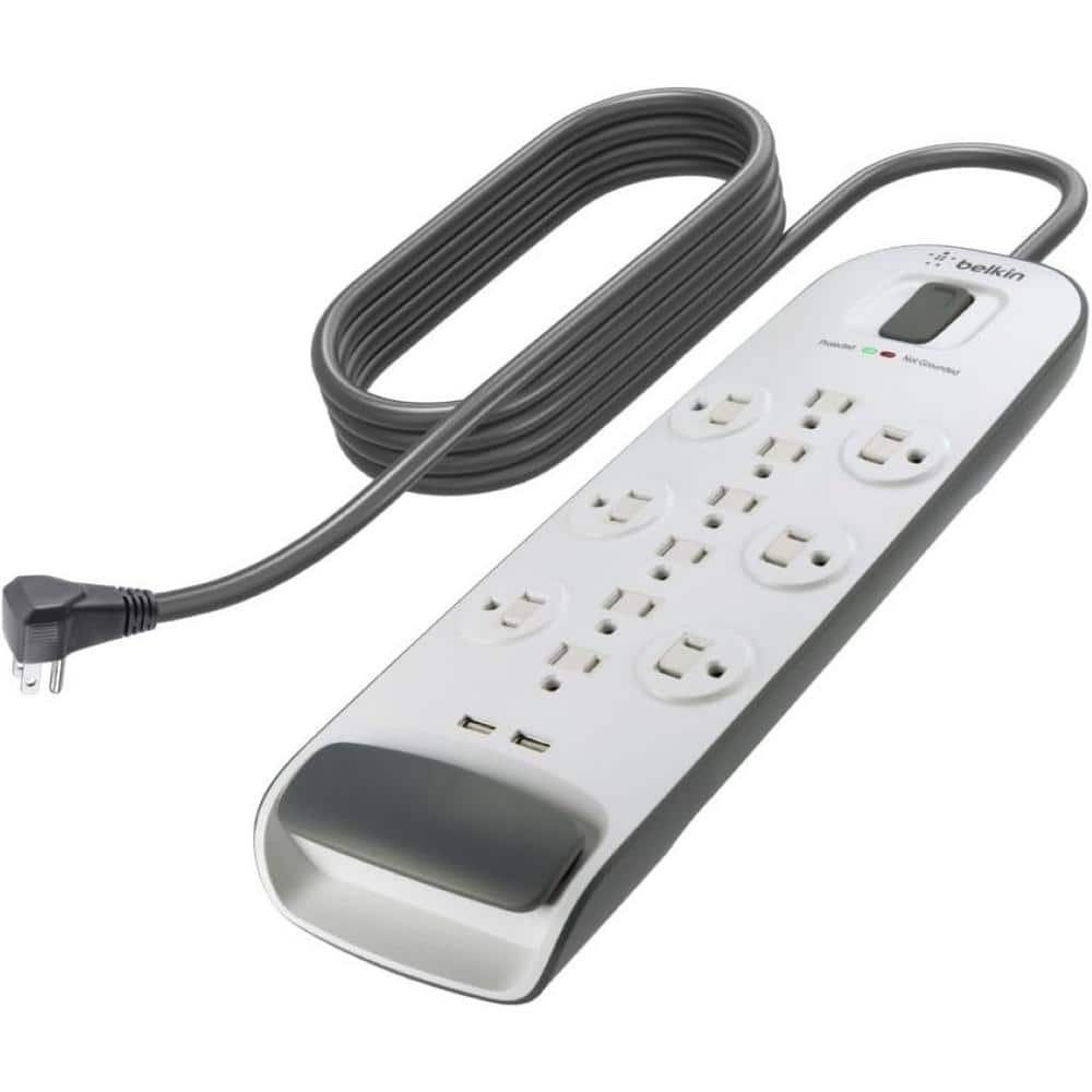 12-Outlet Power Strip Surge Protector with 2 USB Ports - 6 ft Long Flat Plug Extension Cord and 3,996 Joules in White price history on PriceWatchPro