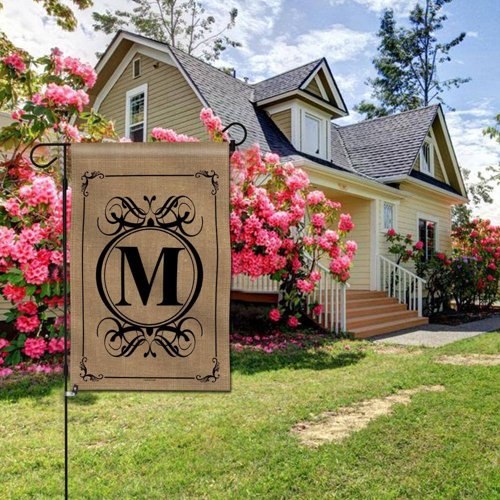 Classic Monogram Letter P Beige and Black Garden Flag