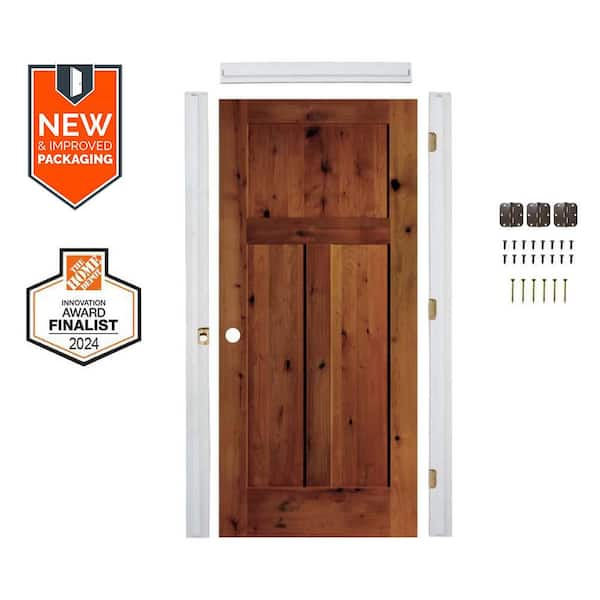Krosswood Doors Assembly Required 32 in. x 80 in. Right-Hand Knotty Alder Red Chestnut Stain Single Interior Door Kit w/Separate Jamb