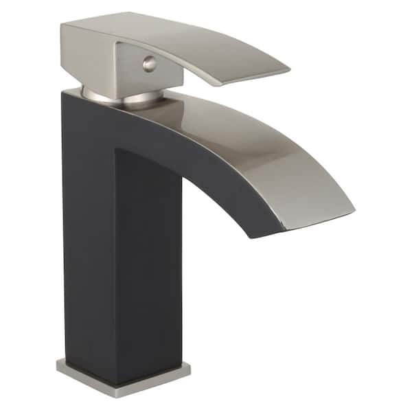 Eisen Home Marella Single-Handle Single Hole Bathroom Faucet in Matte Black and Brushed Nickel