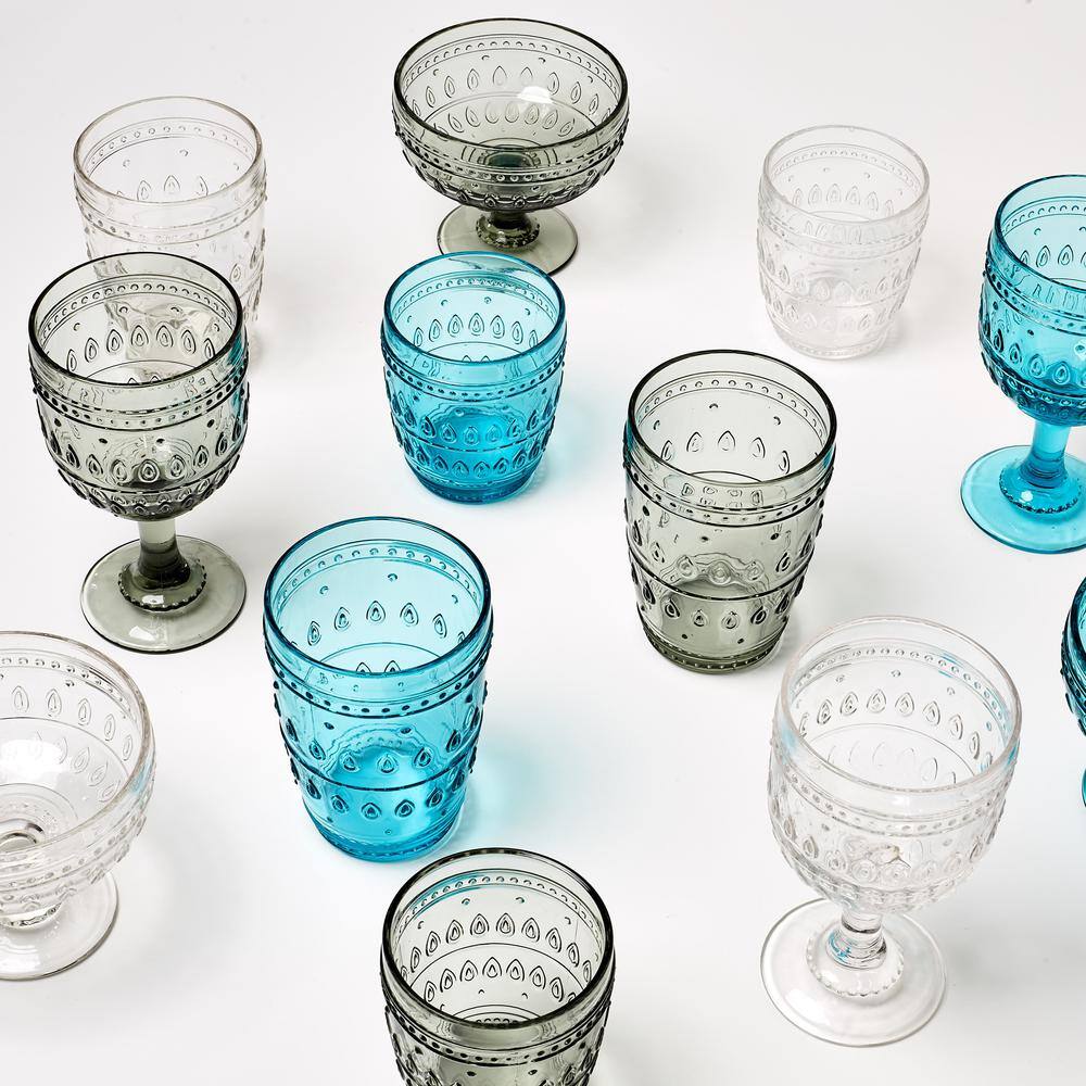 Fez Clear Textured Glass 12oz Old Fashion Glass Set of 4