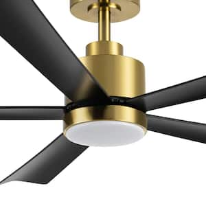 Melony 52 in. Indoor Gold Ceiling Fan with LED Light, Black Blade and Remote Control Included