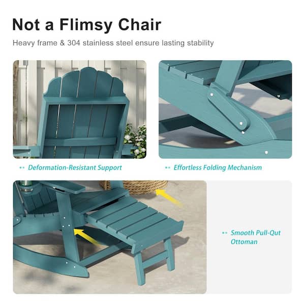 Livewood Folding Ergonomic Adirondack Chair, 3-Position Adjustable