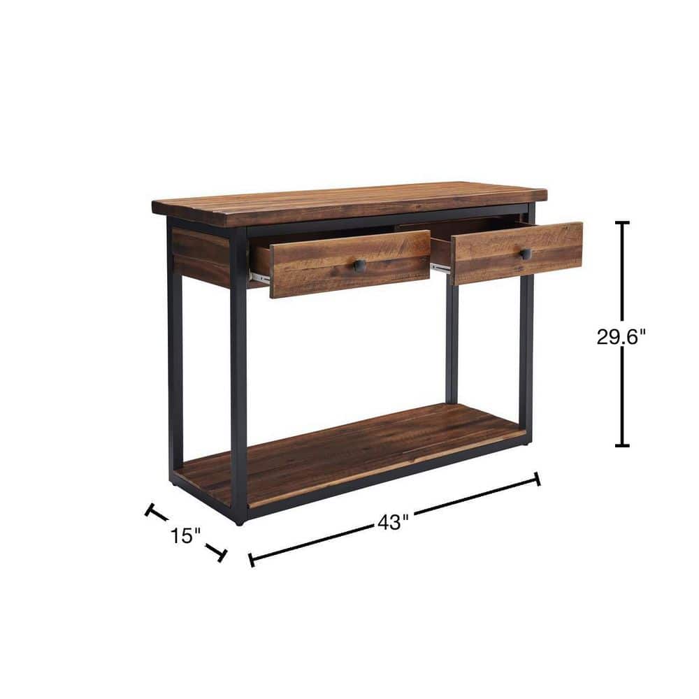 Claremont 46'' Rustic Wood and Metal Console Table with Storage
