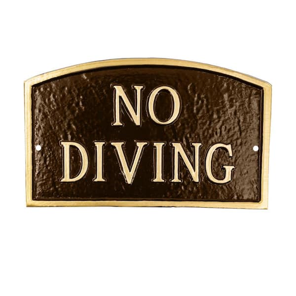 Montague Metal Products No Diving Standard Arch Statement Plaque Oil Rubbed/Gold