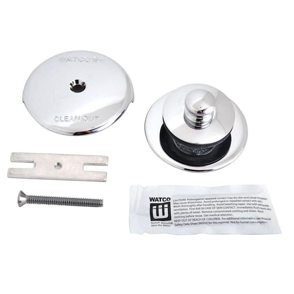 Watco NuFit Lift and Turn Bathtub Stopper with One Hole Overflow and Silicone Kit in Chrome Plated