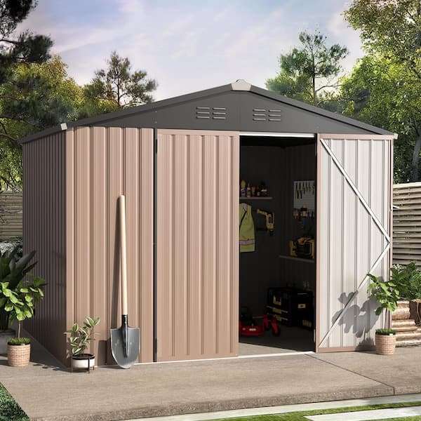 AECOJOY 8 ft. W x 6 ft. D Metal Shed with Double Lockable Door (48 sq. ft.)