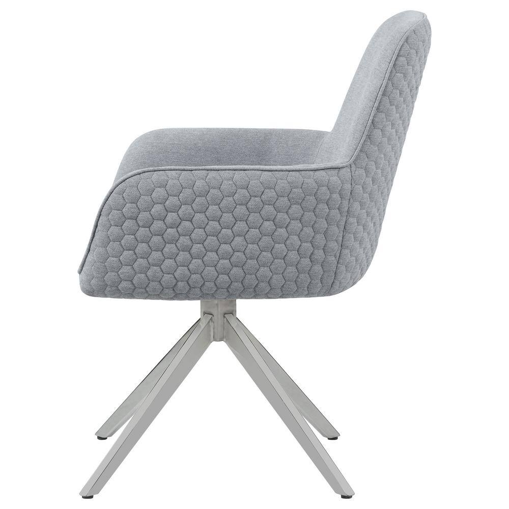 Gray Upholstered Swivel Side Chair with Chrome Legs