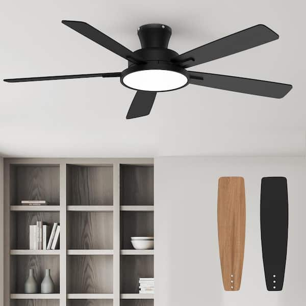 T5 52 in. Indoor Ceiling Fan with Light, Ultra Silent Ceiling Fan with 3 CCT Light, Reversible Blades and DC Motor Black