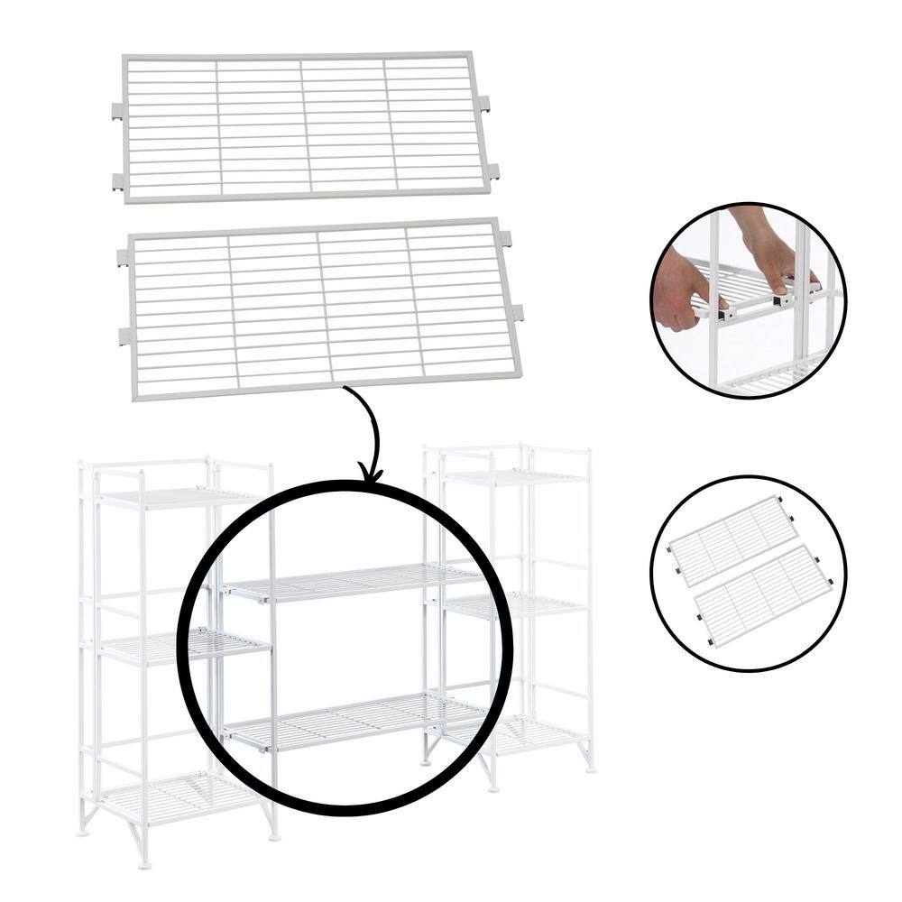 White Powder-Coated Metal Storage Shelf Extension Set, 25.5"