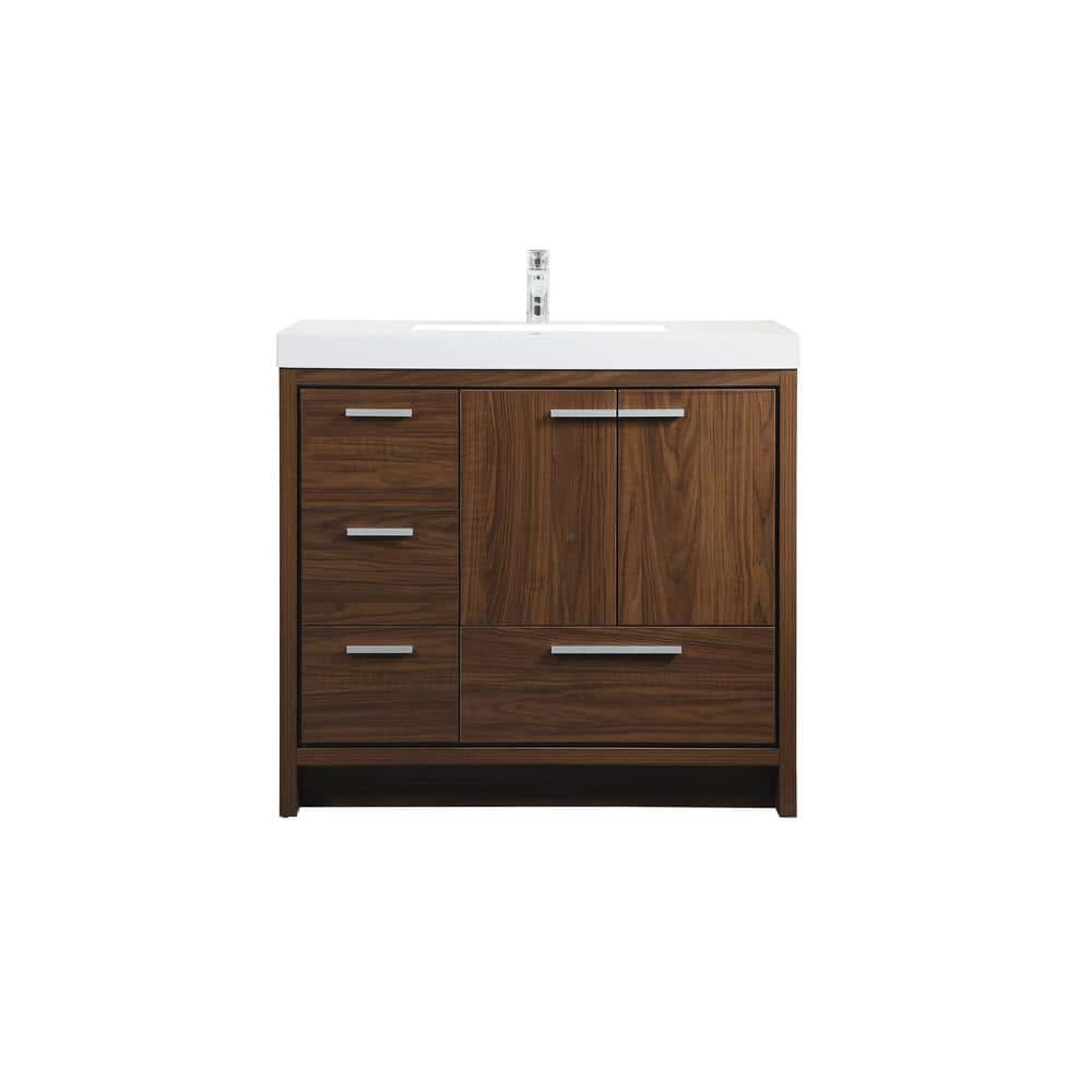 Timeless Home 36 in. W Single Bath Vanity in Walnut with Resin Vanity Top i