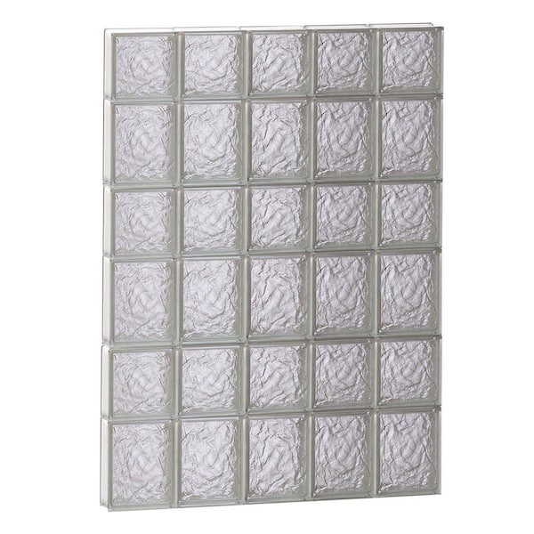 Clearly Secure 28.75 in. x 40.5 in. x 3.125 in. Frameless Ice Pattern Non-Vented Glass Block Window