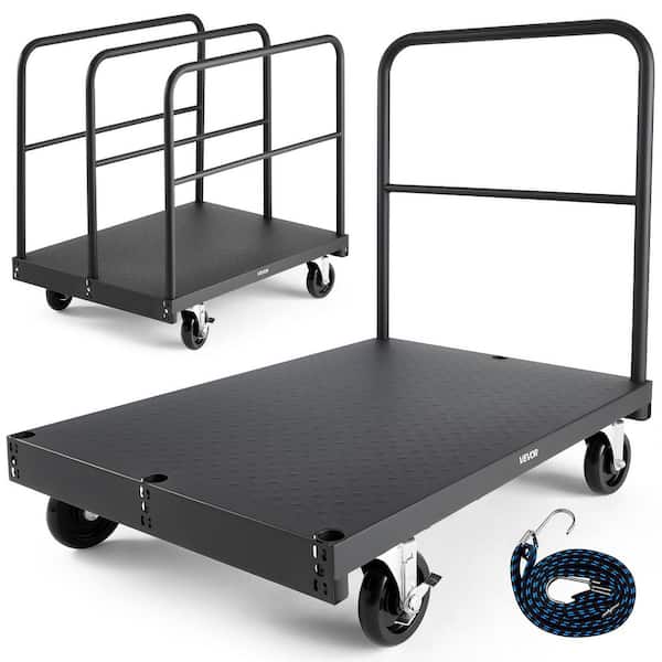 Drywall Cart Dolly, 1800 lbs. Load Capacity, 2-in-1 Steel Panel Truck Cart, 36 x 24 in. Platform Truck, Black