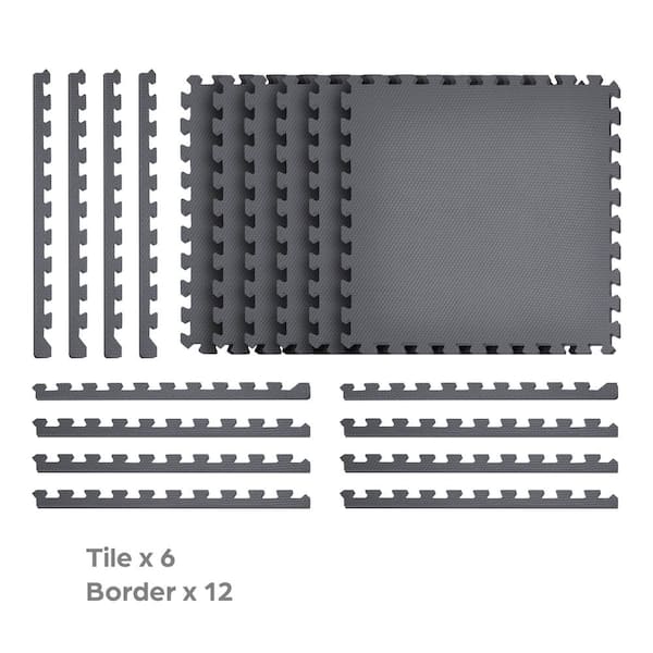 Norsk Black 24 in. x 24 in. x 0.47 in. Foam Garage Flooring Interlocking Mat (6-Pack)