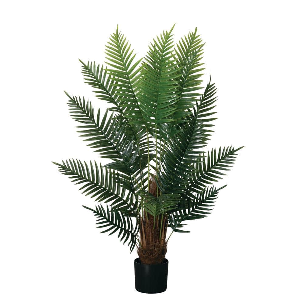 51" Green Plastic Potted Palm Floor Plant