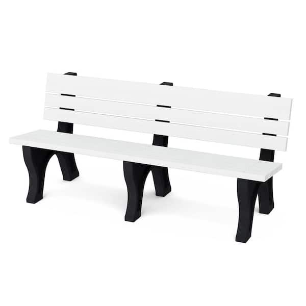 Wildridge Heritage 6 ft. White and Black HDPE Plastic Outdoor Park Bench