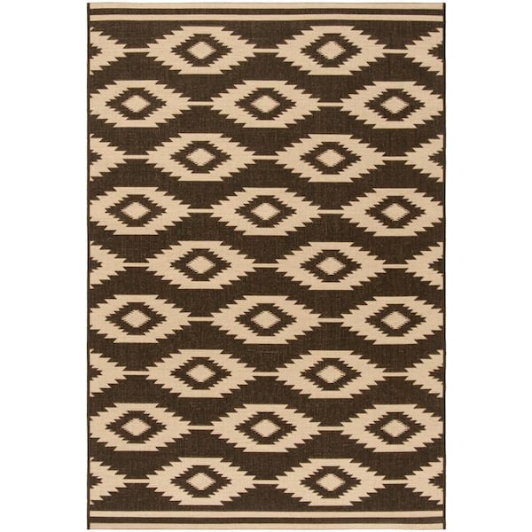 SAFAVIEH Beach House Creme/Brown Doormat 2 ft. x 4 ft. Southwestern Aztec Indoor/Outdoor Area Rug