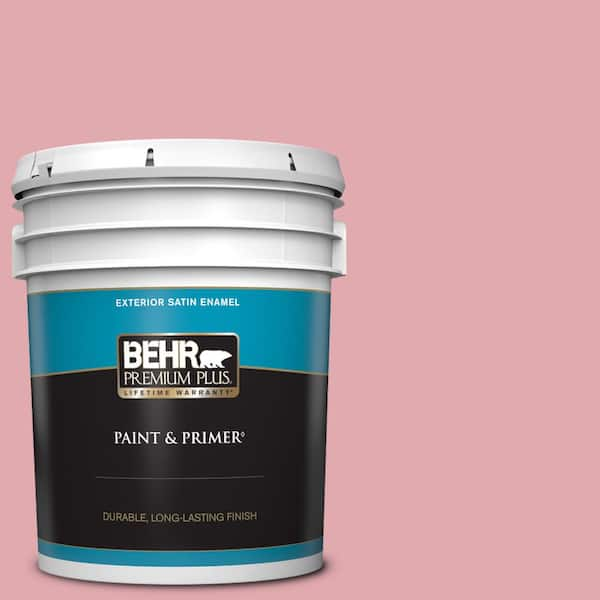 BEHR PREMIUM PLUS 5 gal. #130C-3 Raspberry Lemonade Satin Enamel Exterior Paint & Primer