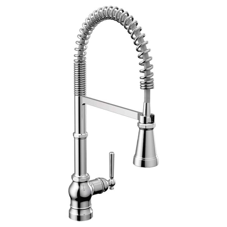 MOEN Paterson Single-Handle Pre-Rinse Spring Pulldown Sprayer Kitchen Faucet with Power Clean in Chrome