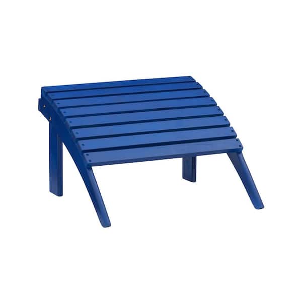 Linon Home Decor Blue Teak Adirondack Outdoor Ottoman