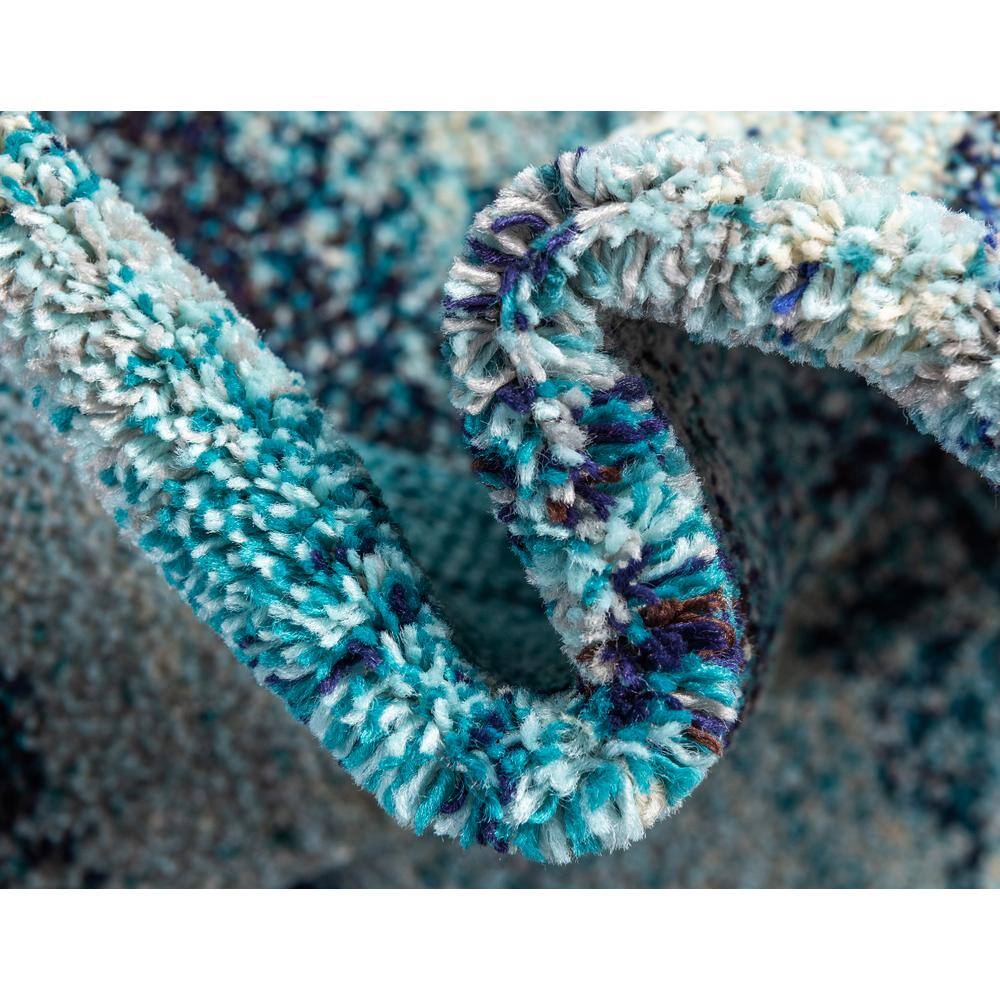 Blue Abstract Synthetic Stain-Resistant 6x9 Area Rug