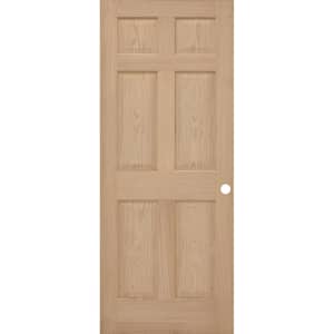 24 in. x 80 in. 6-Panel Red Oak Pre-Bored Interior Door Slab