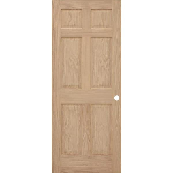 Steves & Sons 30 in. x 80 in. 6-Panel Red Oak Pre-Bored Interior Door Slab