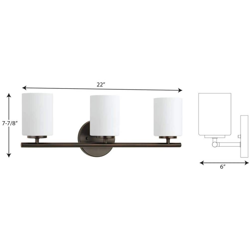 Antique Bronze 3-Light Dimmable Bath Vanity Fixture