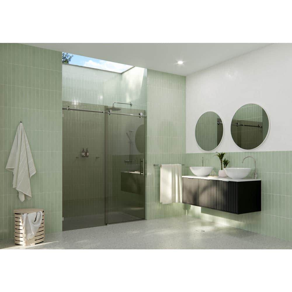 Equinox 60" Frameless Gray Tinted Glass Sliding Shower Door
