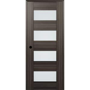 Della 28 in. x 84 in. Right-Hand Frosted Glass Solid Core 4-Lite Gray Oak Wood Composite Single Prehung Interior Door