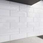 Bright White 4 in. x 12 in. x 8mm Glass Subway Tile (5 sq. ft./Case)