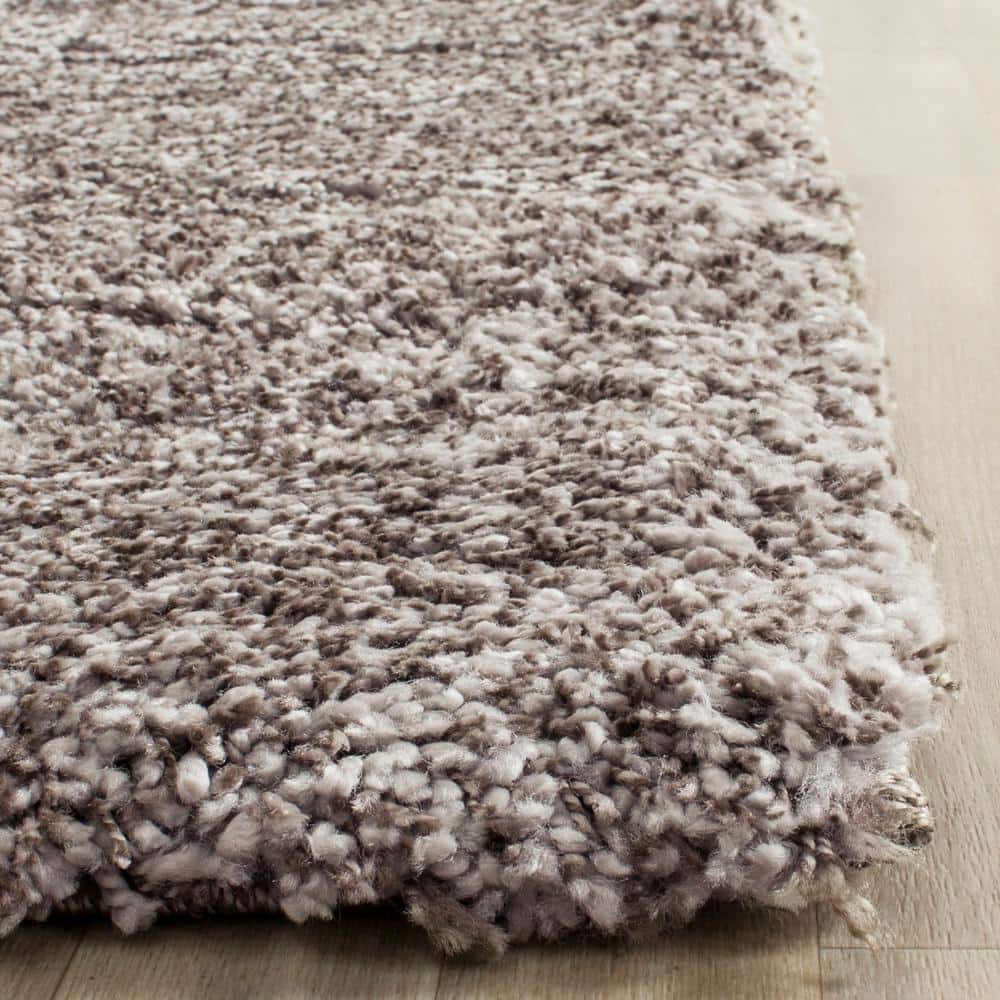 Luxurious Gray Hand-Knotted Shag Rug in Wool and Synthetic Blend - 2' x 4'