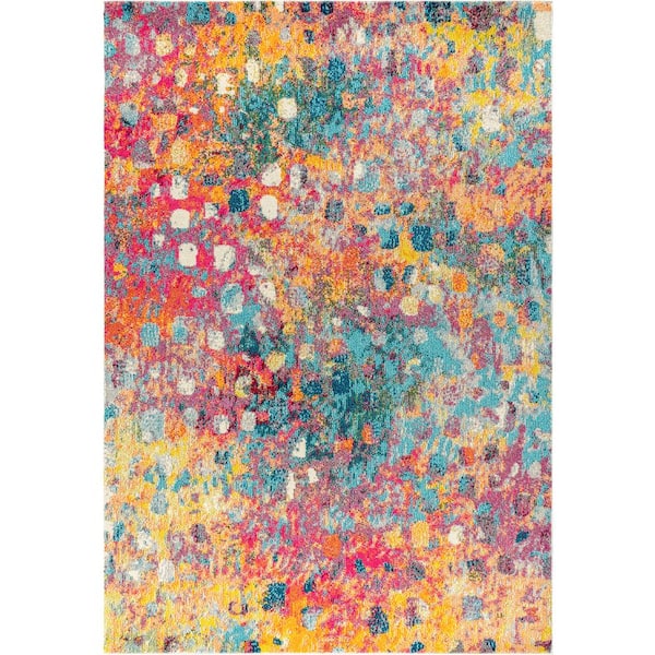 Contemporary Pop Modern Abstract Multi/Yellow 4 ft. x 6 ft. Area Rug
