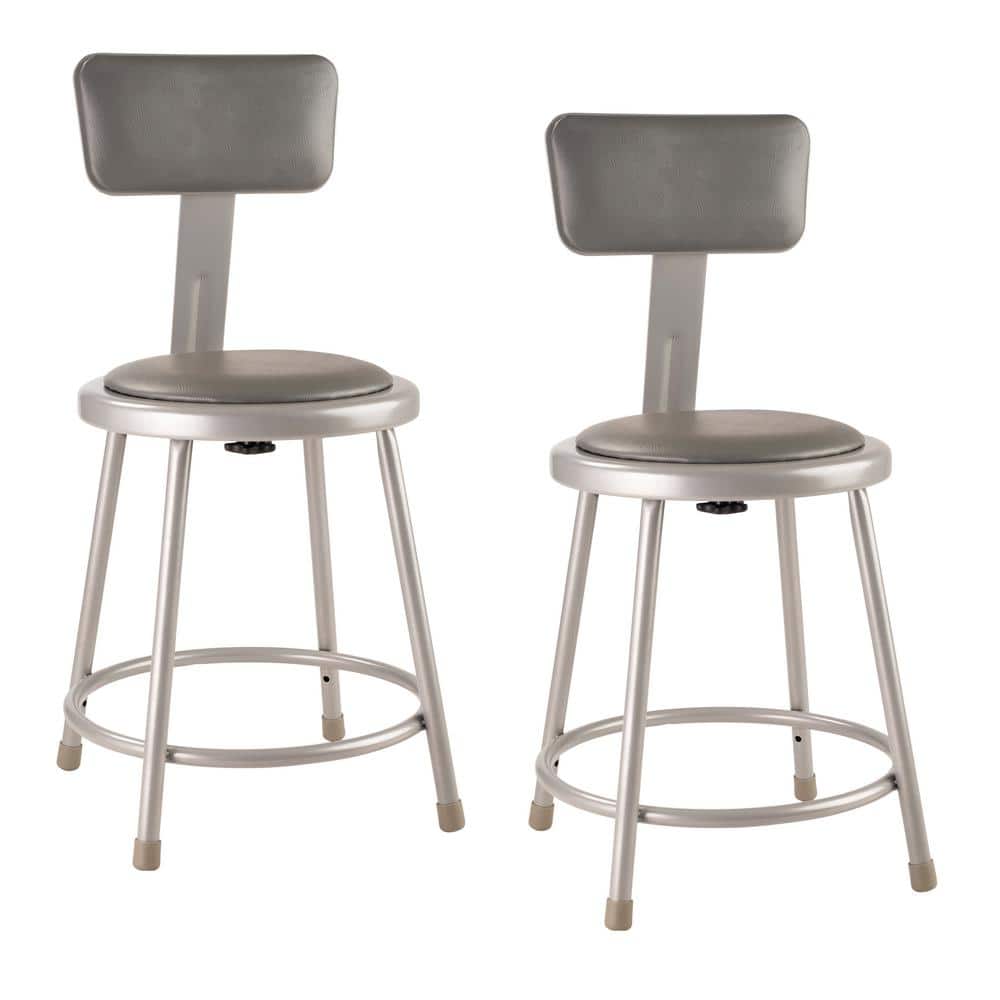 18 in. Heavy Duty Grey Vinyl Padded Steel Stool with Backrest (2-Pack) price history on PriceWatchPro