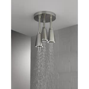 Contemporary 1-Spray Patterns 2.5 GPM 9 in. Ceiling Mount Fixed Shower Head with H2Okinetic in Stainless