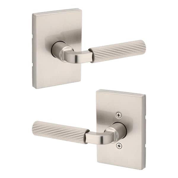 Mirada Satin Nickel Rectangle Hall/Closet Door Handle with Microban Antimicrobial Technology