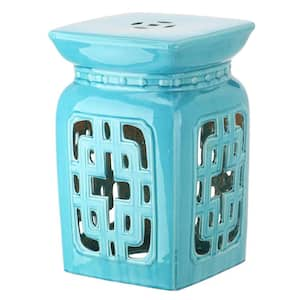 Beijing Filigree Light Blue Ceramic Garden Stool