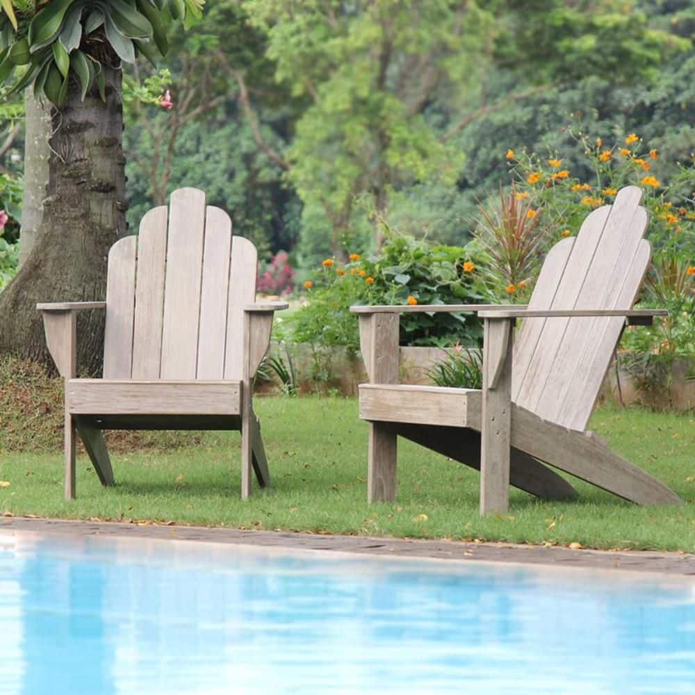 Miller Outdoor Teak Wood Adirondack Chair in Weathered Gray (Set of 2) price history on PriceWatchPro