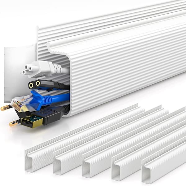 6 x 15.7in Under Desk Cable Management Kit Self-Adhesive Easy Install Child Pet Safe Flame-Retardant Organizer in White