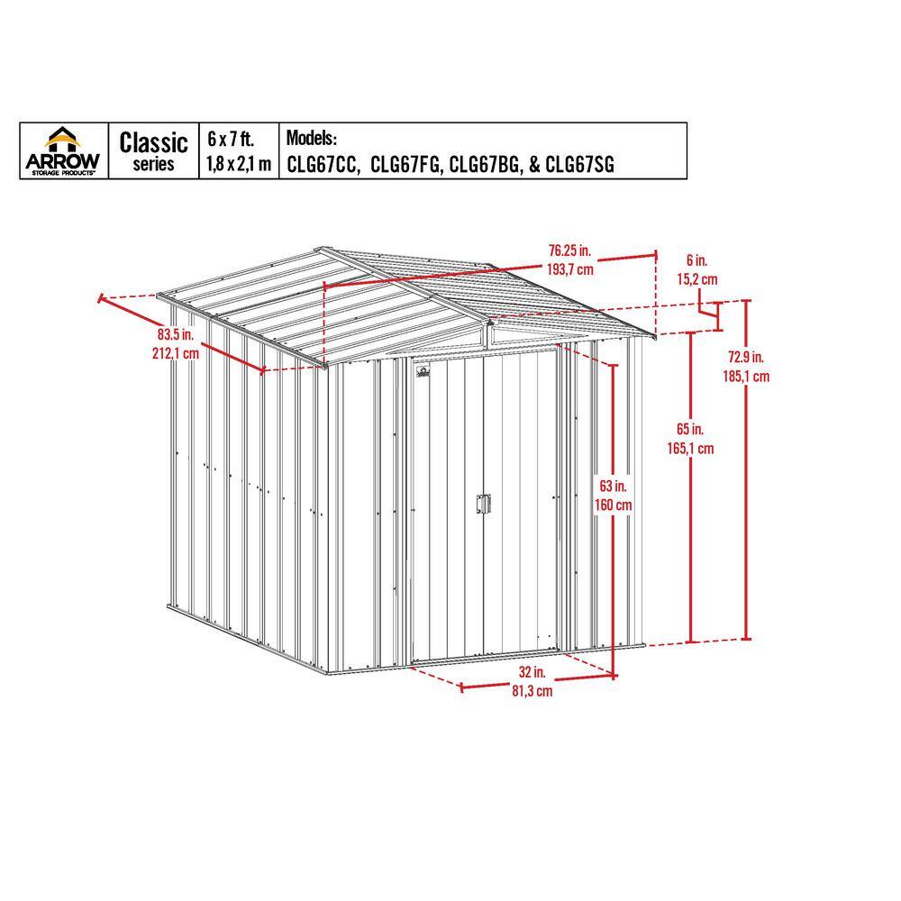 6 ft. x 7 ft. Flute Grey Galvanized Steel Storage Shed