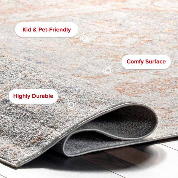 nuLOOM Jacquie Vintage Floral Silver 10 ft. x 14 ft. Area Rug