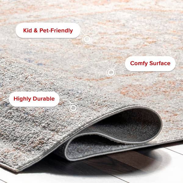 nuLOOM Jacquie Vintage Floral Silver 8 ft. x 10 ft. Area Rug