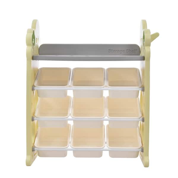 TIRAMISUBEST Light Green Indoor Multi-Functional Kids Toy Storage Organizer with 9 Bins