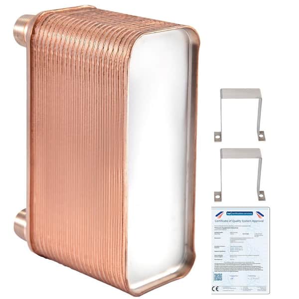Heat Exchanger 3 in. x 7.5 in. 40 Plates Brazed Plate Heat Exchanger 316L 3/4 in.MPT Heat Exchanger Chiller for Heating