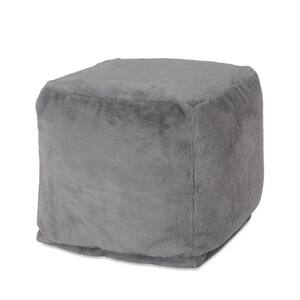 Loubar Charcoal Faux Fur Cube Pouf