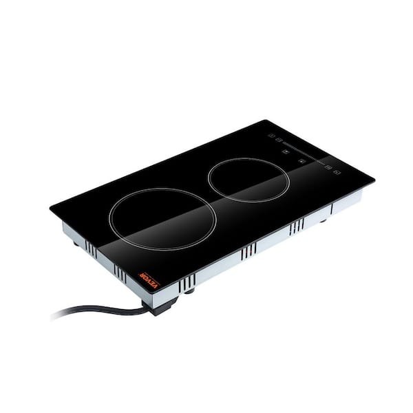 Built in Electric Stove Top, 20 in. x 11.6 in. 2 Burners, 240 V Glass Radiant Cooktop with Sensor Touch Control
