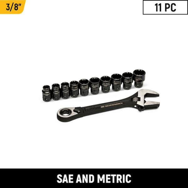 3/8 in. Drive Pass-Thru Adjustable Wrench Set (11-Piece)