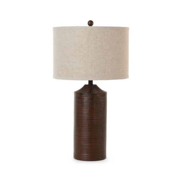HomeRoots 31 in. Brown Standard Light Bulb Bedside Table Lamp