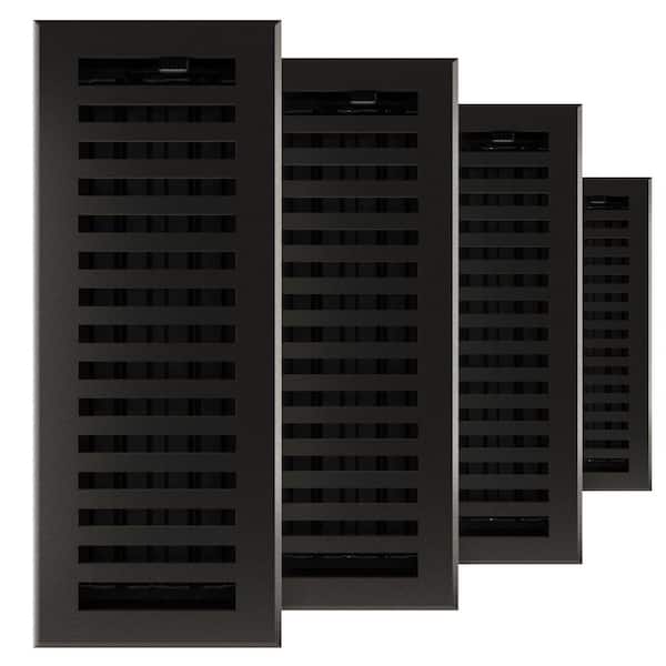 IMPERIAL Montezuma 4 in. x 12 in. Cast Iron Floor Register in Black (4-Pack)